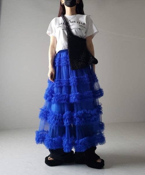 Sweetkama - Wholesale Skirt - Women's - Ladies Solid Color Elastic Waist Layering Tulle Tutu Skirt4
