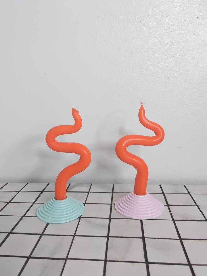 Playful Safety Orange Wiggly Candle for wholesale by TYST