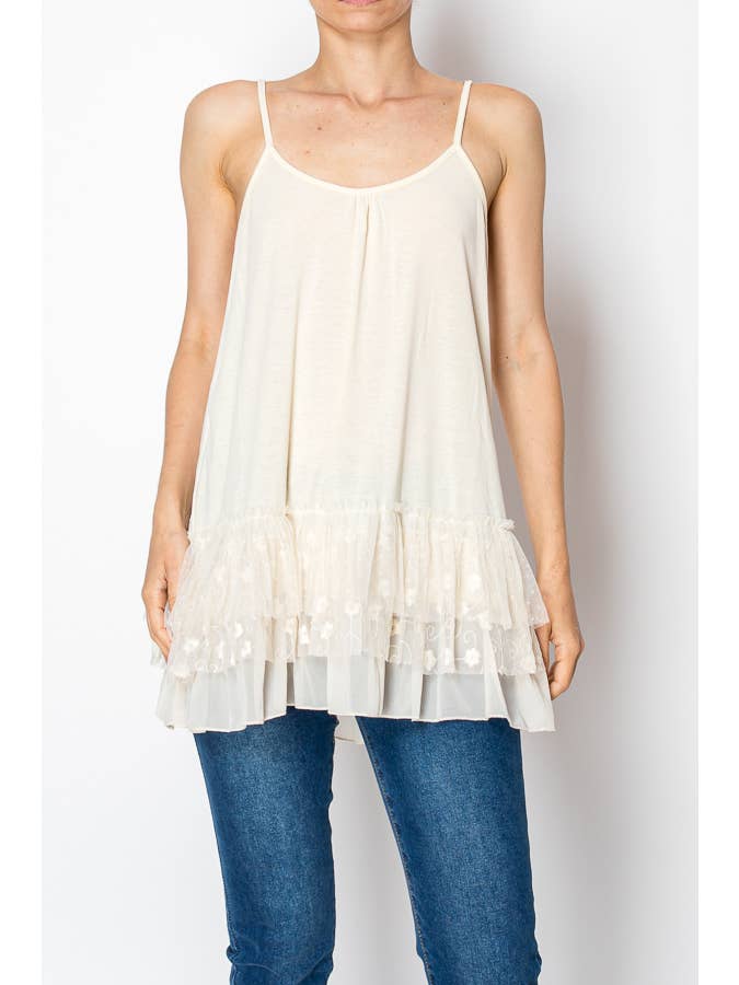 Origami Apparel ~ Lace and Crochet inspired - Wholesale Tank Top - Women's - 501-T14 BEIGE