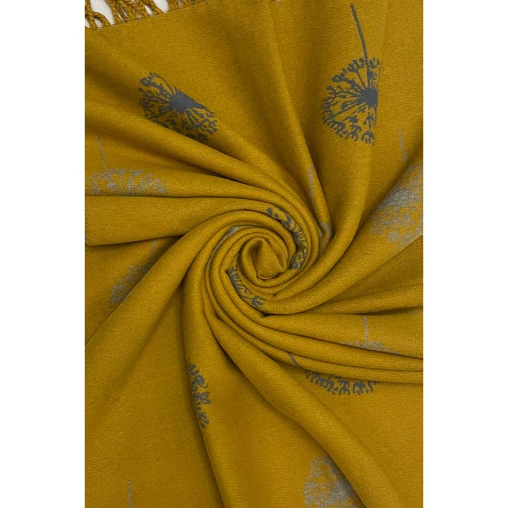 Fashion Scarf World – wholesale Scarf – Women's – Dandelion Print With Reversible Stripe Tassel Scarf15