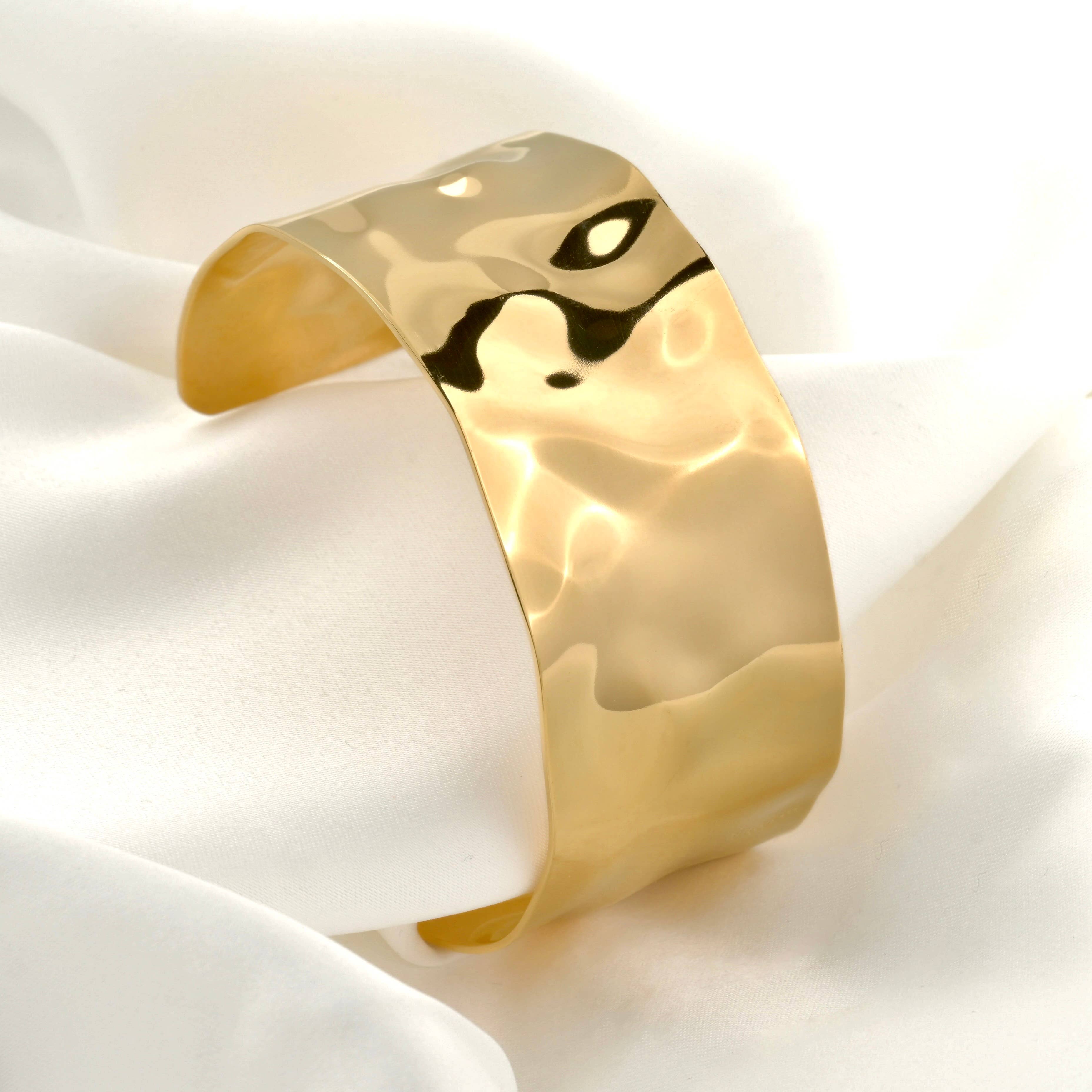 Blueyejewelry - Wholesale Cuff Bracelet - Statement Cuff Bracelet - Waterproof Wide Gold Bangle8