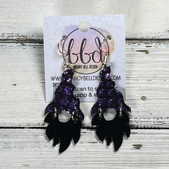 Brandy Bell Design - Vendita all'ingrosso Orecchini pendenti - GNOMO - SIRENA VIOLA E NERA+NERO METALLIZZATO LISCIO0