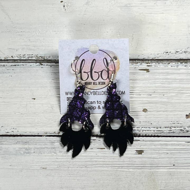 Brandy Bell Design - Venta al por mayor Pendientes colgantes - GNOMO - SIRENA MORADA Y NEGRA+NEGRO METALIZADO LISO