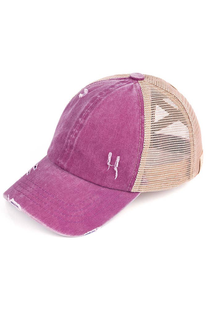 Hana - Venta al por mayor Gorras de béisbol - Niños - Gorra de poni cruzada con banda elástica de mezclilla lavada para niños de C.C5