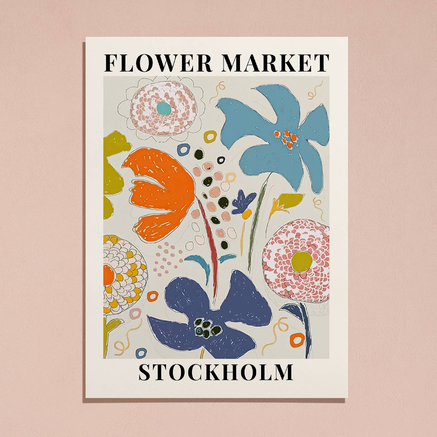 Sugar & Canvas - Venta al por mayor Ilustración - Impresión de arte botánico floral del mercado de flores de Estocolmo FM242