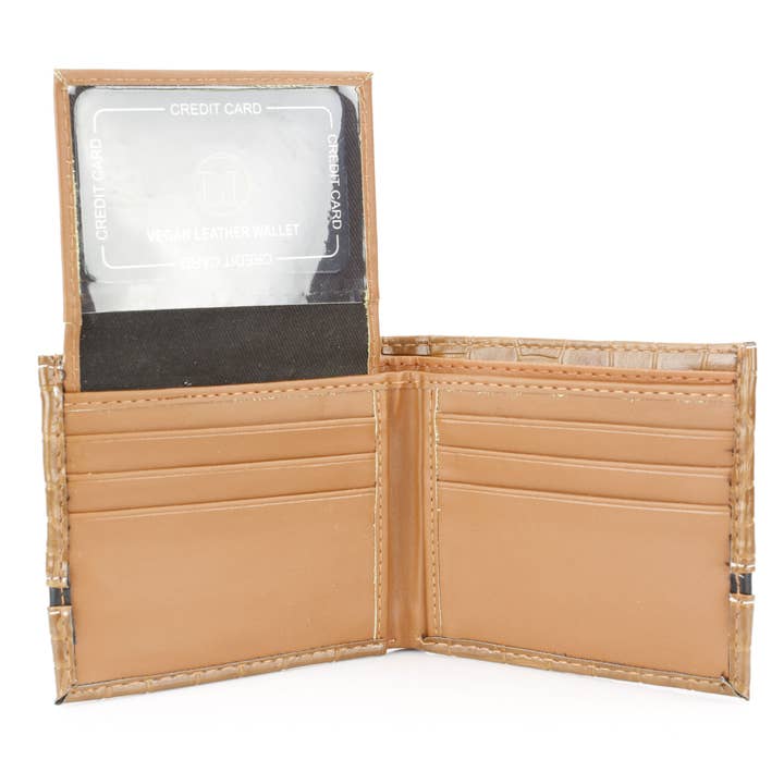 Leather Impressions Inc - Wholesale Wallet - Men's - Crocodile Embossed Vegan Wallet with Solid Band VL 90415