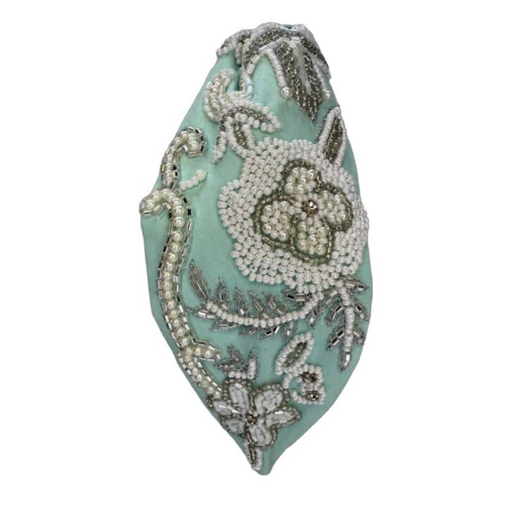 The Moonlight Mint Flower Beaded Headband for wholesale by Brooke Shade