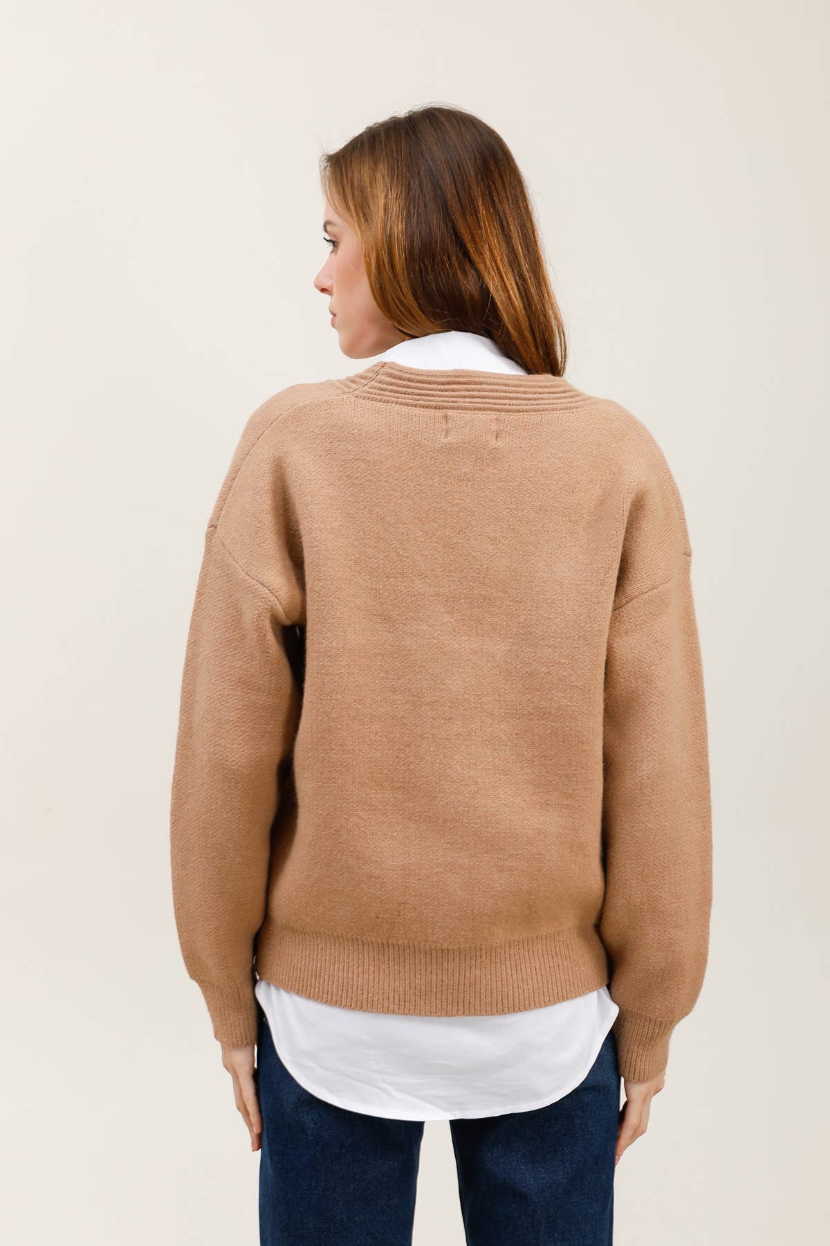 MOOYA - Wholesale Cardigan - Women's - Plain knit cardigan with heart details and buttons - JS0068