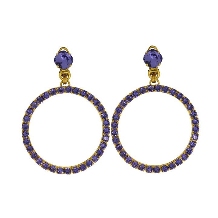 Os Brincos de Argola Roxo Médio em Ouro (Clip) por atacado de VICKISARGE