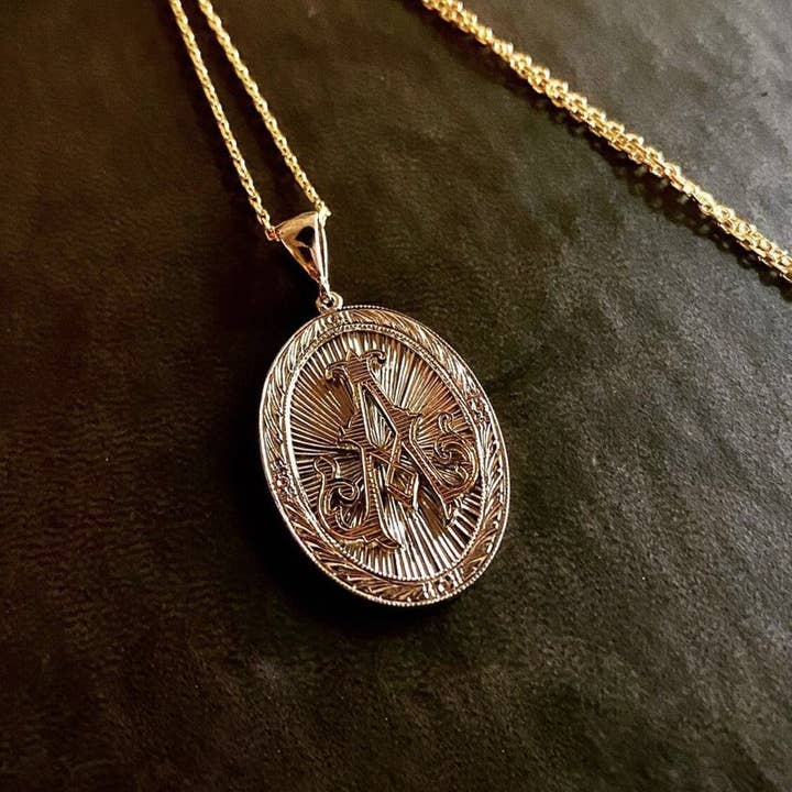 Collar de plata con iniciales personalizadas con monograma, 925 para venta al por mayor de Albertino Silver