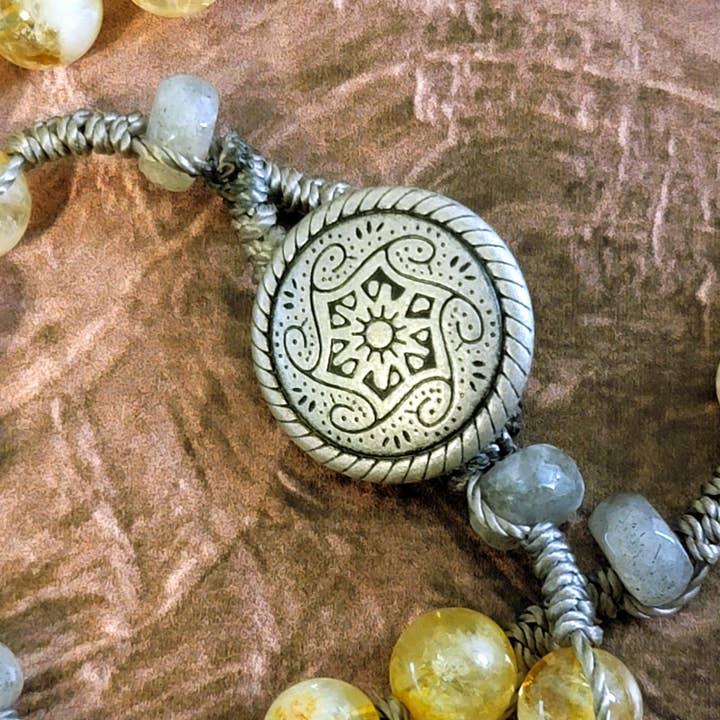 ZINC Designs - Wholesale Pendant/Charm Necklace - Tibetan Silver Citrine Pendant Beaded Necklace