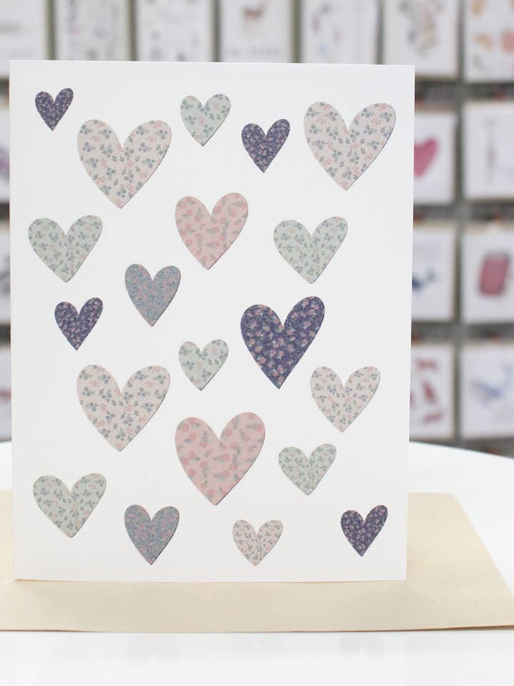 Quilted Hearts Card for wholesale by Covered With Art