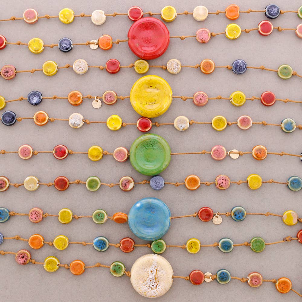 Sonata – wholesale Snap-smycken – Lång halsband med keramiska medaljonger8