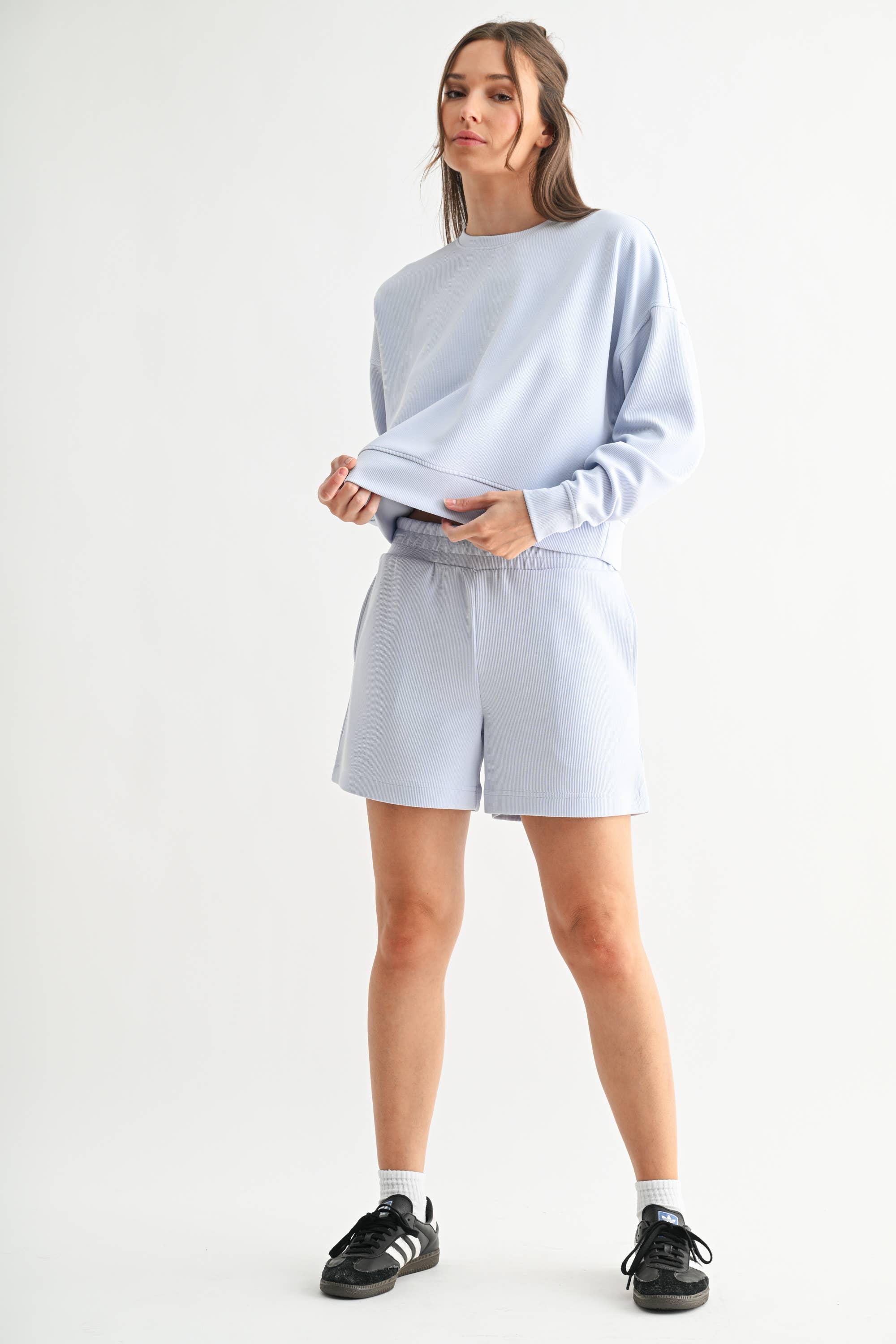 Mono B - Wholesale Lounge Shorts - Women's - Luxe Sand Wash Rib Lounge Shorts3