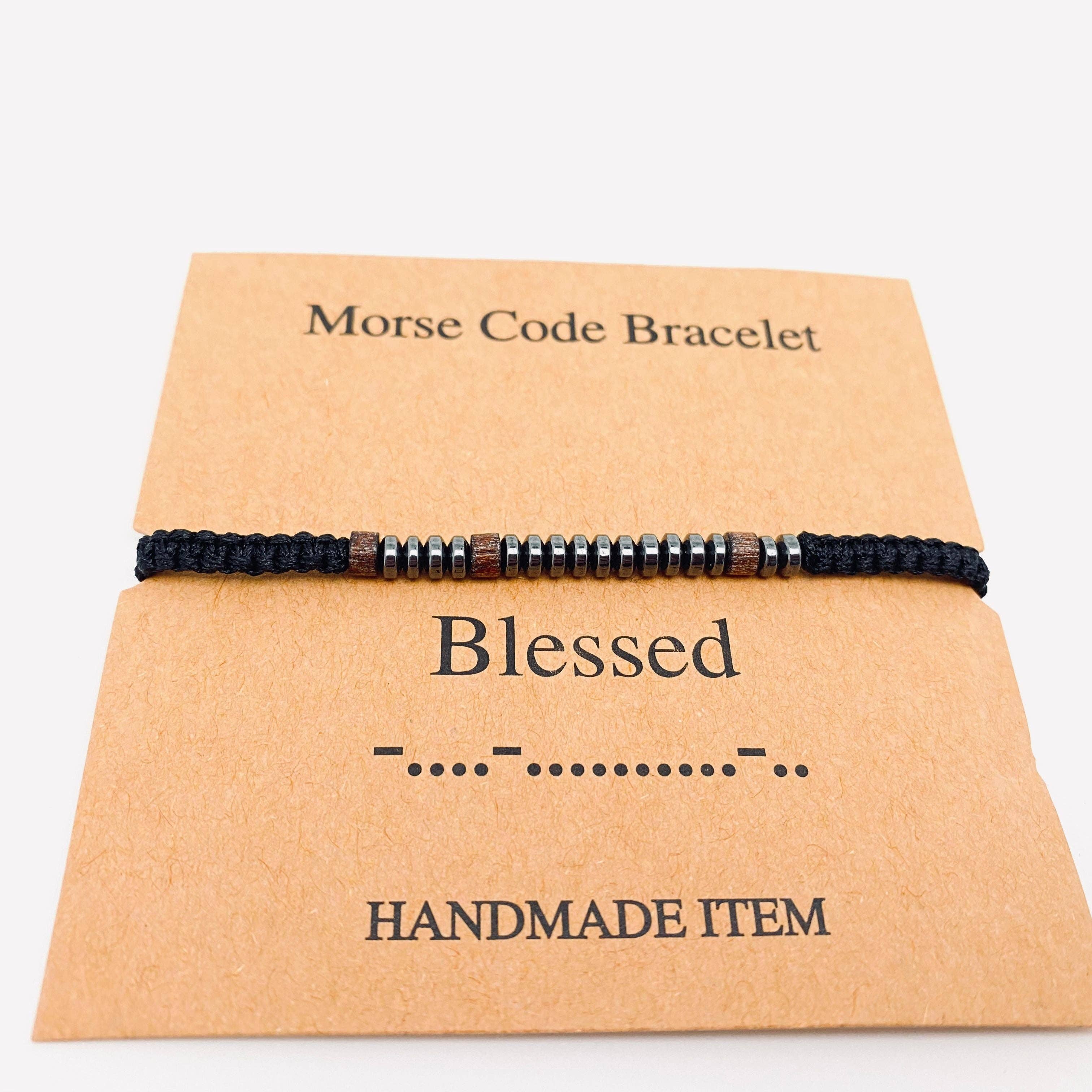 Mio Queena - Wholesale Woven/Braided Bracelet - Multi-style Hand-woven Wood Bead Morse Code Bracelet3