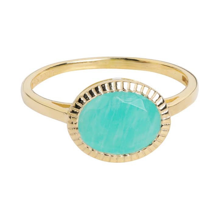 Gold Plated Over Silver Amazonite Solstice Ring for wholesale by Tiramisu