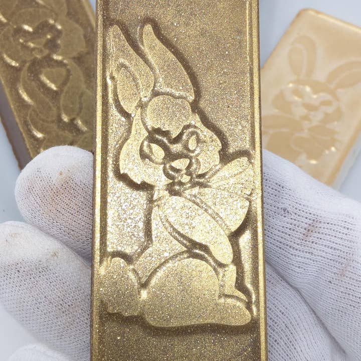 Easter Solid Chocolate Bars (optional Gold Dusted) for wholesale by Wild Angel Treats, LLC