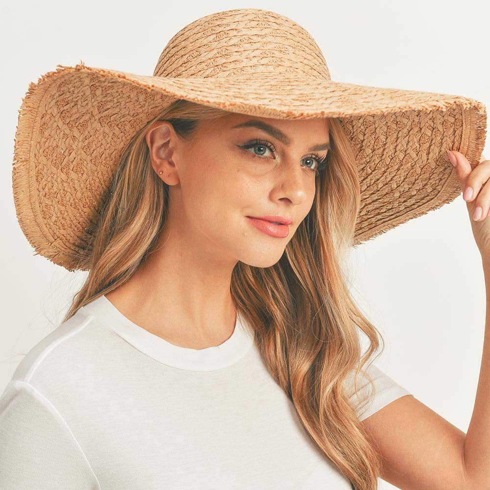 Sensibling Corp. - Wholesale Straw Hat - Women's - Trim Detailed Solid Straw Sun Hat
2