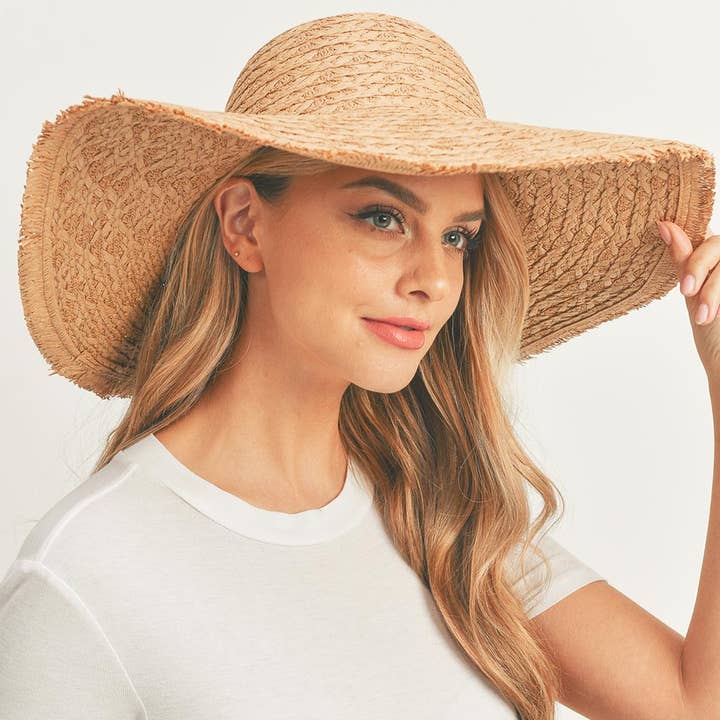 Sensibling Corp. - Wholesale Straw Hat - Women's - Trim Detailed Solid Straw Sun Hat
2