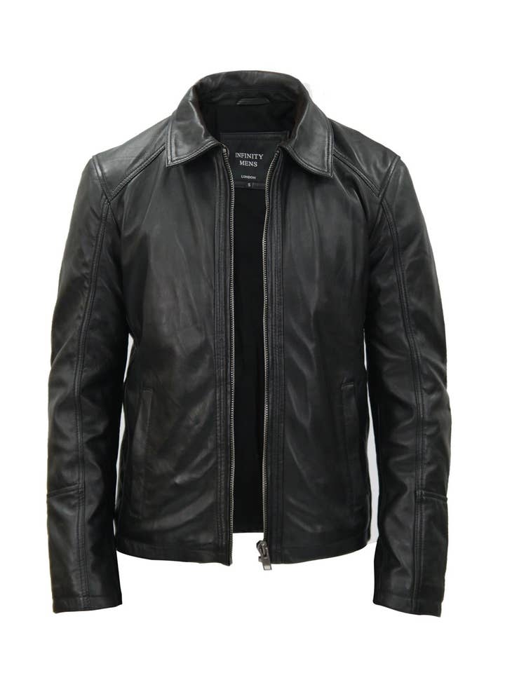 Infinity Leather (Upperclass Fashions Ltd) - Wholesale Leather Jacket - Men's - Mens Smart Classic Harrington Leather Jacket-New York