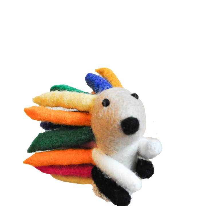 FELT FINGER PUPPET RAINBOW HEDGEHOG for wholesale by Zumki