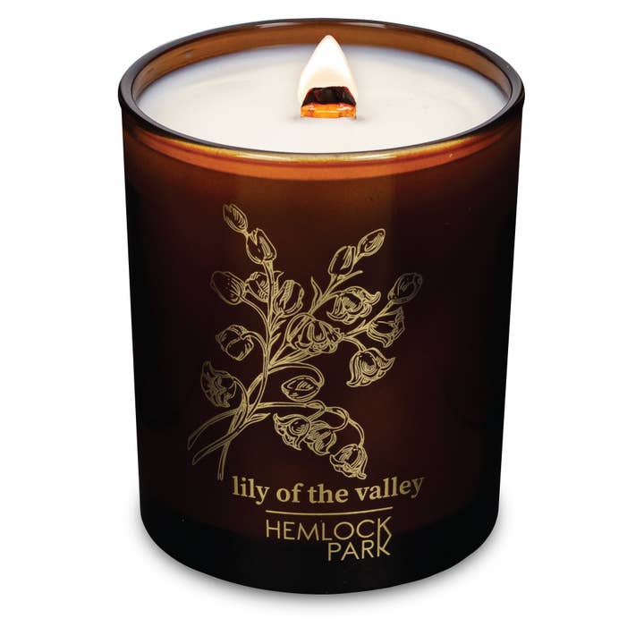 Lily of the Valley | 7.2 oz Amber & Gold Candle for wholesale by Hemlock Park