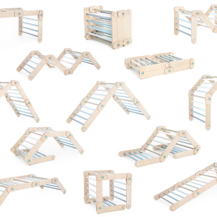 HappyMoon - Wholesale Wood Toy - Kids - HappyMoon® Blue Activity Gym with Two Ramps