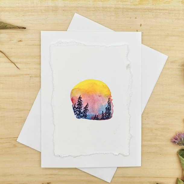 Colorful Sky Blank Hand painted Card for wholesale by Irony Art