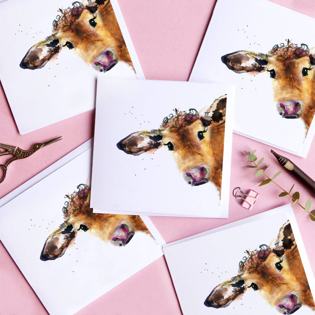 Kate Moby - Wholesale Everyday Greeting Card - Inky Cow Blank Greeting Card2