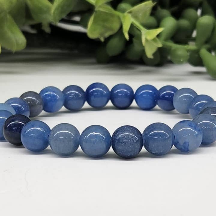 Meraki Gemstones - Wholesale Beaded Bracelet - Blue Aventurine Semi-Precious Gemstone Bracelet 8mm Beads2