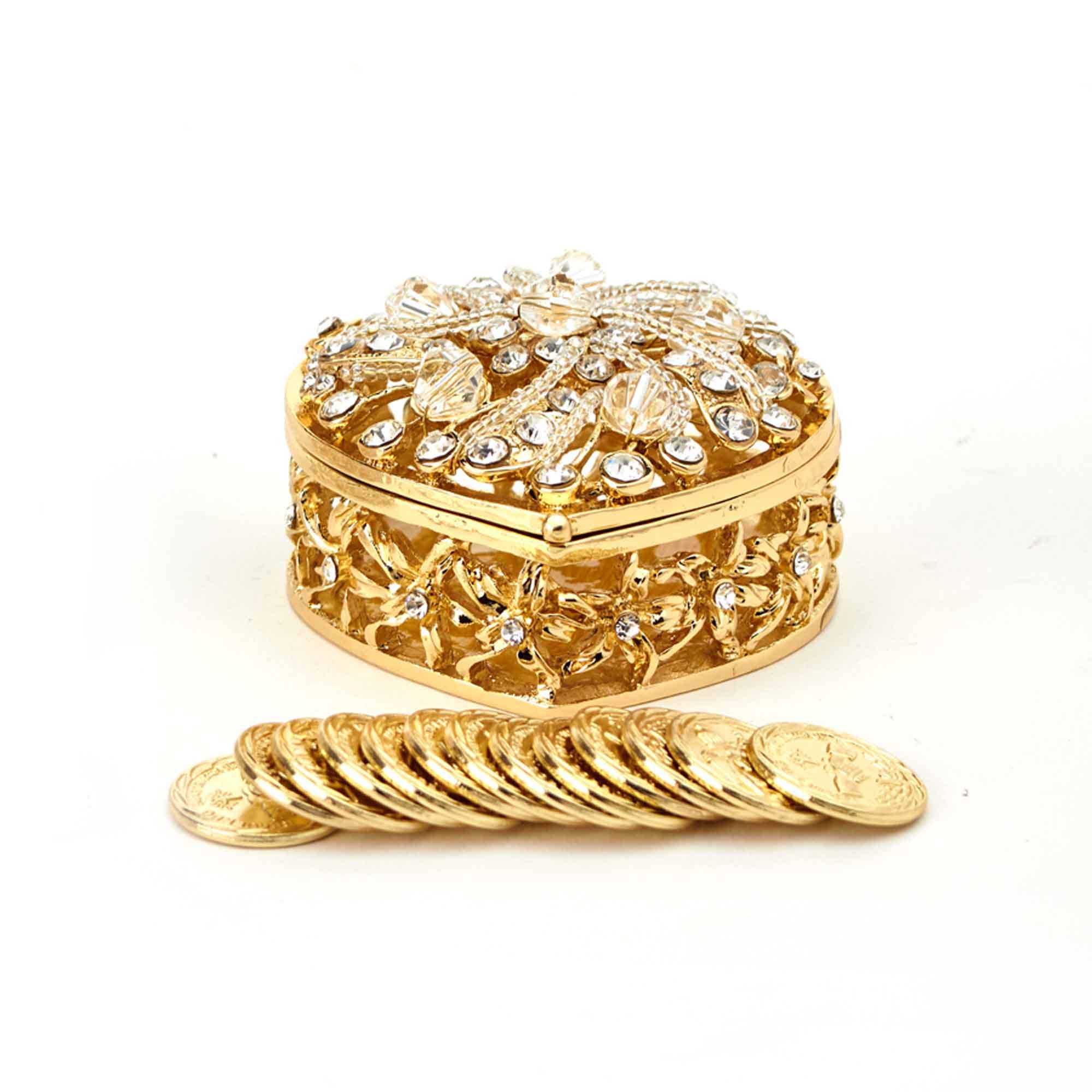 Or Coffret Arras pour mariage - Boîte en forme de cœur en strass en vente sur Faire