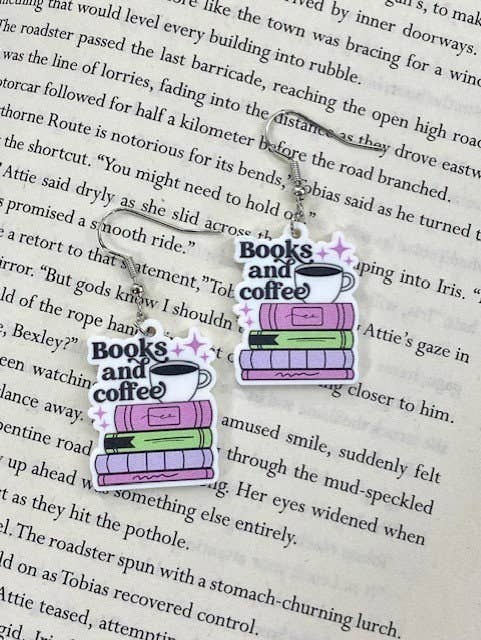 Briar layne - Wholesale Dangle Earrings - Books and Coffee Themed Bookish Earrings1