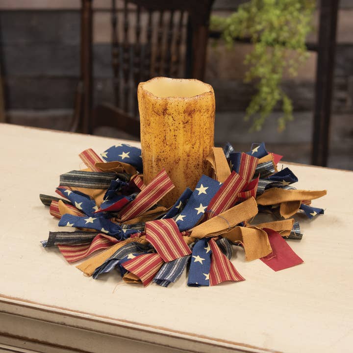 The Hearthside Collection - Wholesale Wreath - Primitive Americana Rag Wreath2