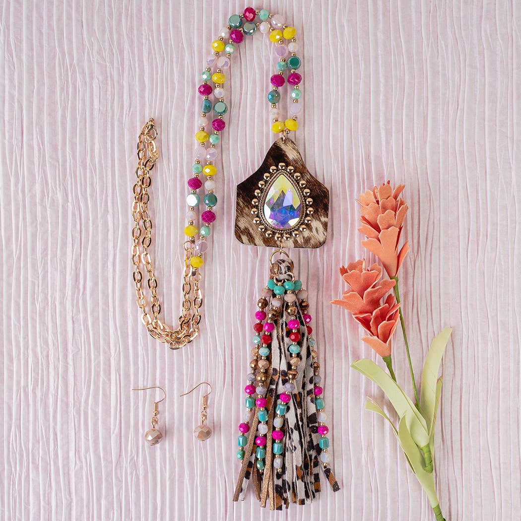 Your Fashion Wholesale - Wholesale Pendant/Charm Necklace - Rhinestone Animal Hide Necklace - Multi