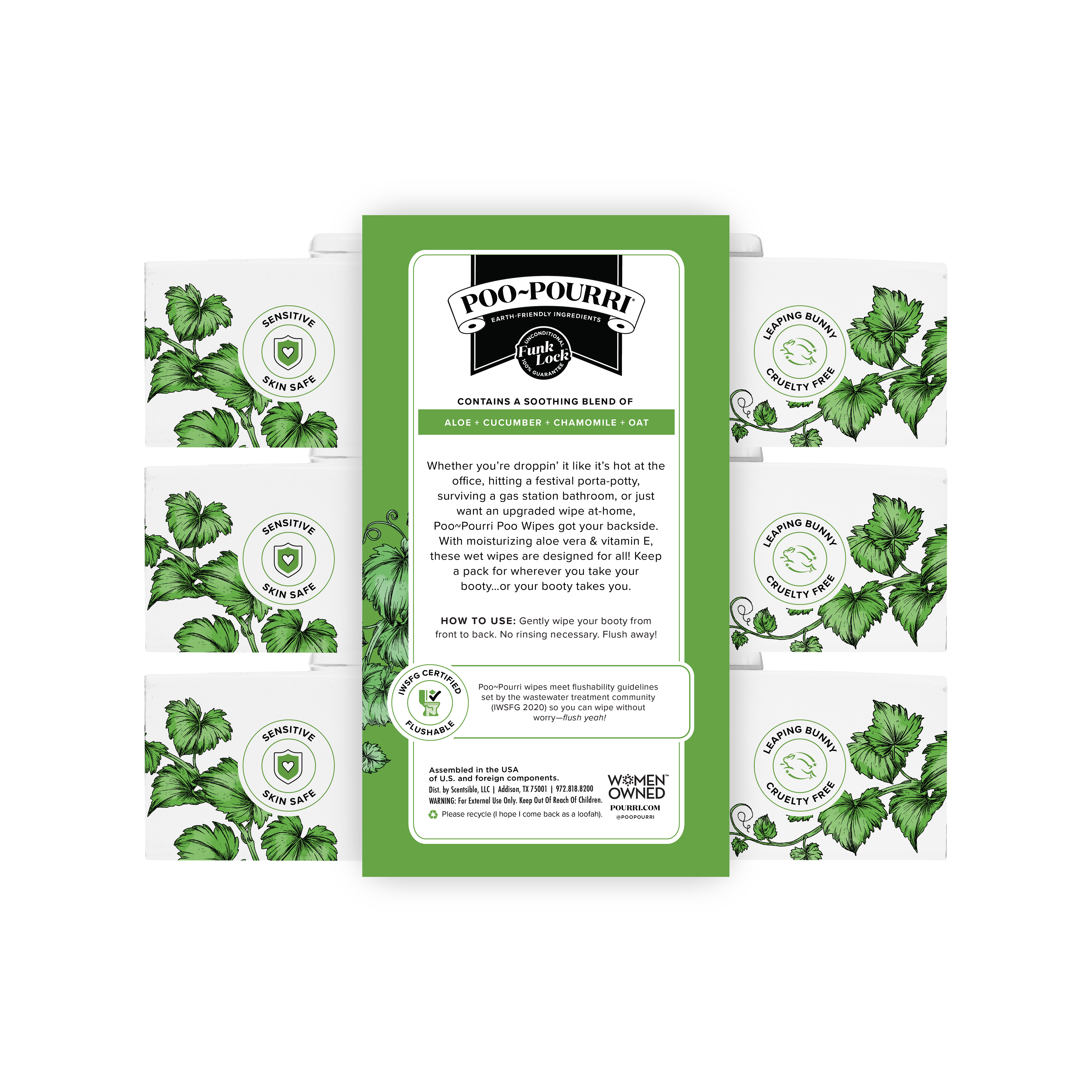 ~Pourri - Wholesale Face & Body Wipes - Cucumber Aloe Poo~Pourri Flushable Wipes 3-Pk (150 wipes)12