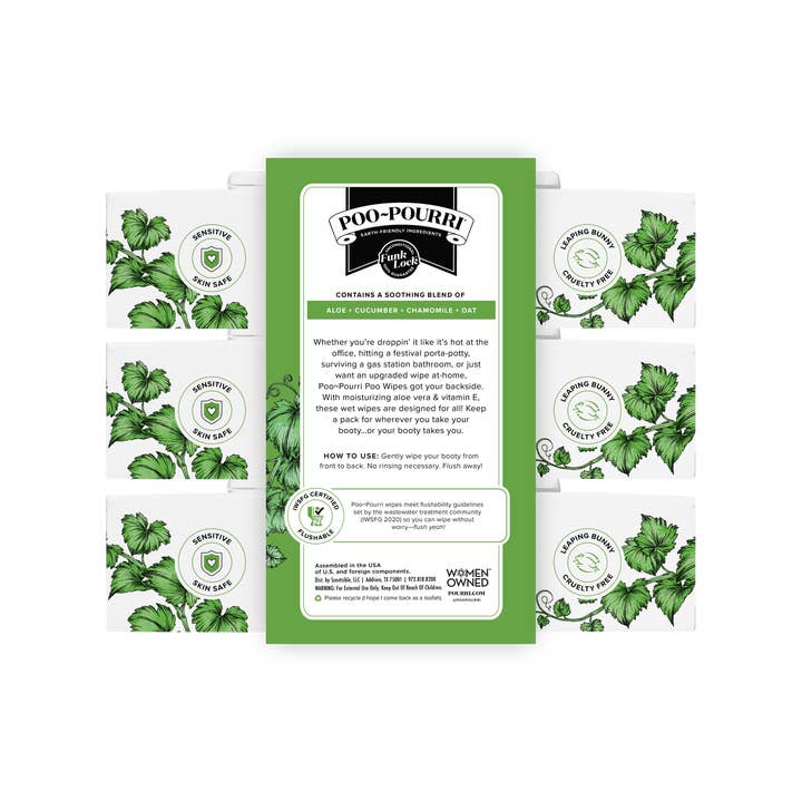 ~Pourri - Wholesale Face & Body Wipes - Cucumber Aloe Poo~Pourri Flushable Wipes 3-Pk (150 wipes)12