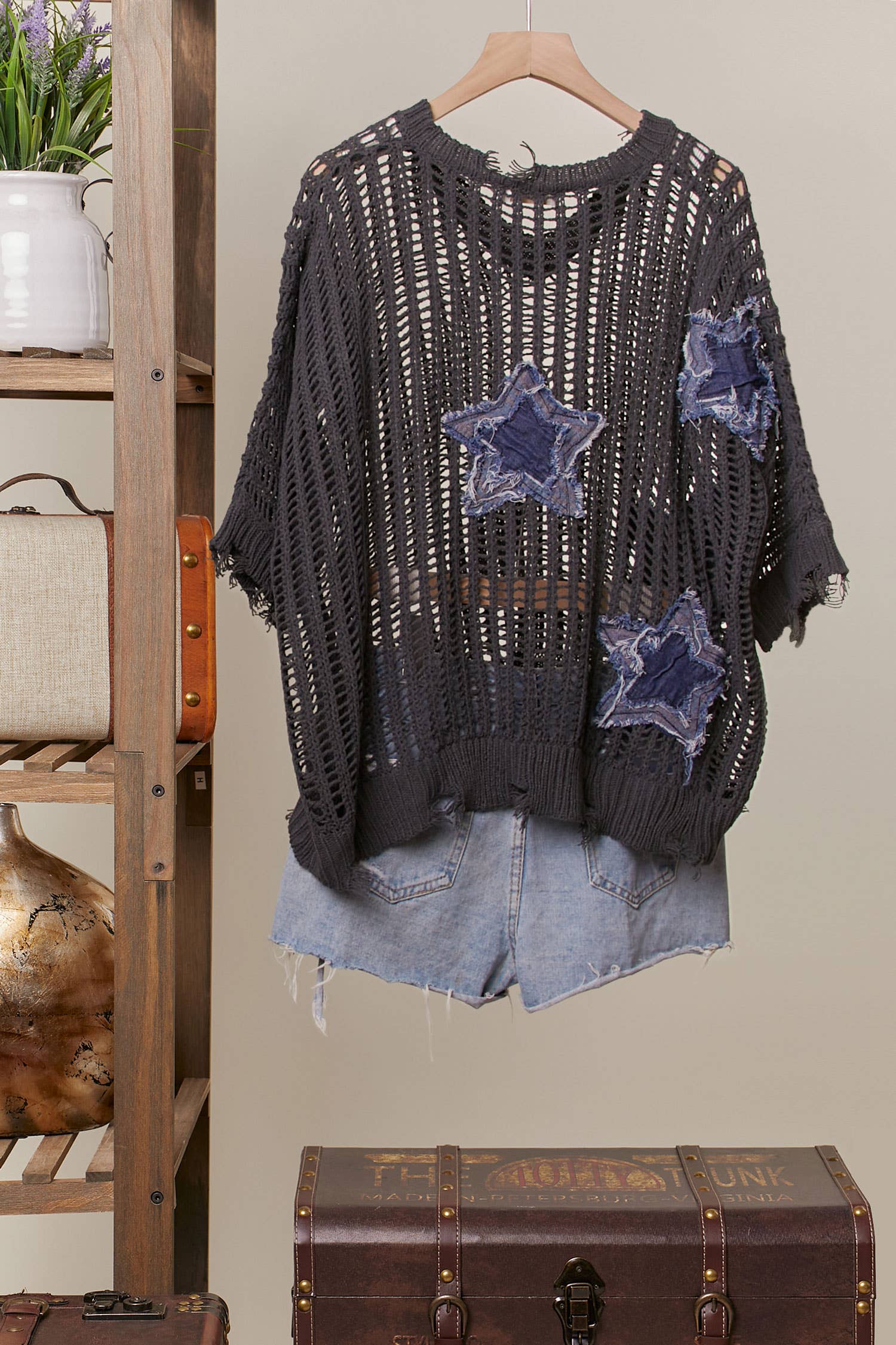 Mello. - Wholesale Knit Sweater - Women's - Distressed Star Knit Pullover6