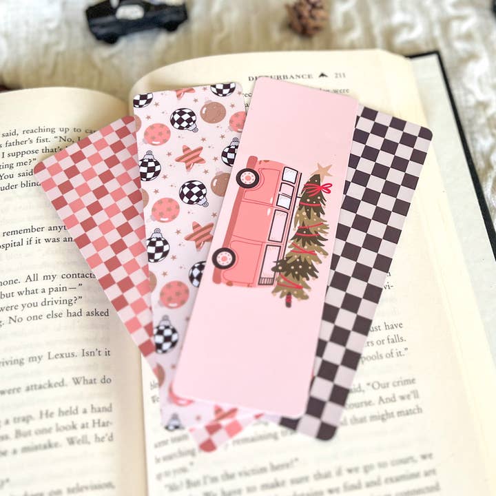 Little Turkey Shoppe - Wholesale Bookmark - Retro Pink Van Christmas Bookmark Set5