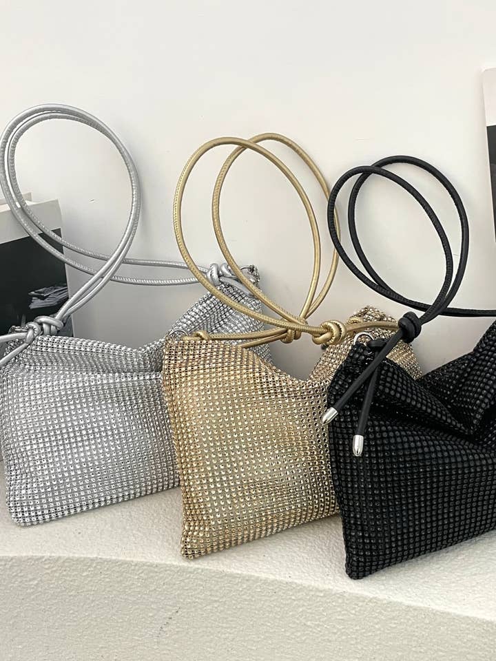 Rhinestone Knotted Strap Crossbody Bag for wholesale by Beyond Apparel