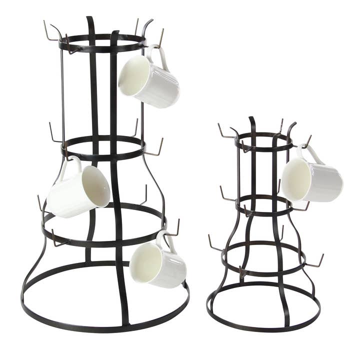 A-70555 : ENSEMBLE DE PORTE-TASSES MÉTALLIQUE DE 2 16", 24"H pour la vente par Import Corner