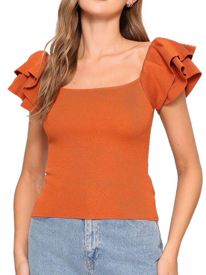 Spring Ruffle Tiered Sweater Top for wholesale by Vanilla Monkey