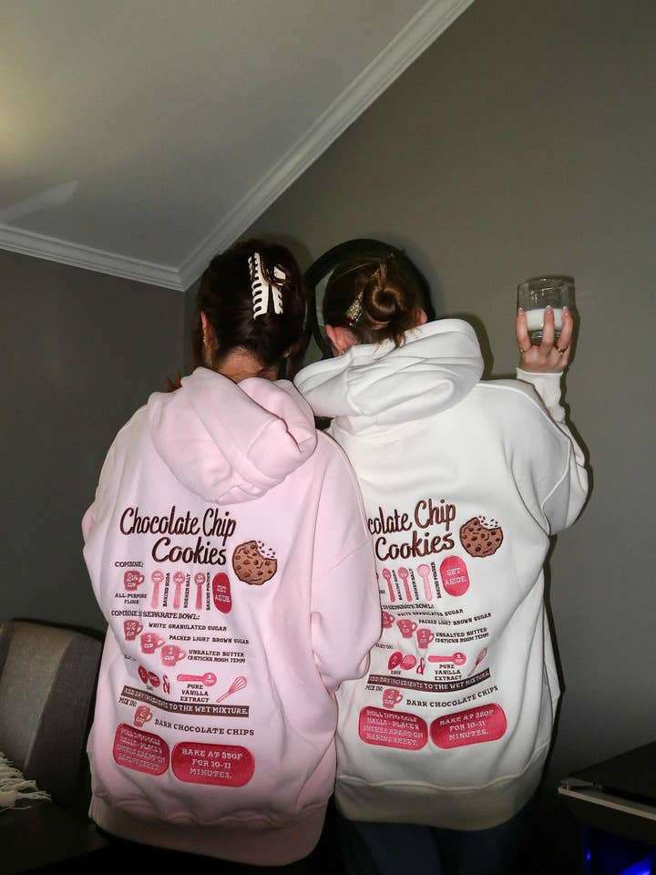 Light Pink Chocolate Chip Cookie Recipe Embroider Hoodie for wholesale on Faire1
