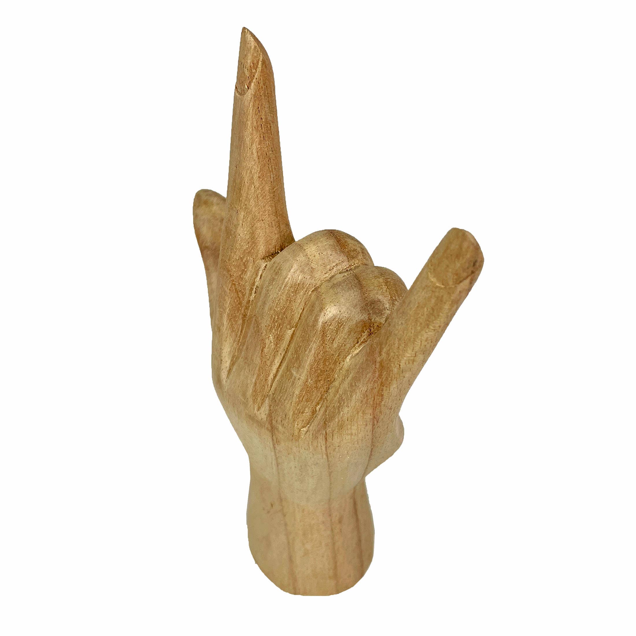 Zeckos - Venta al por mayor Artículo decorativo de mesa - Estatua de madera con gestos de mano «I Love You» de 7.75 pulgadas6