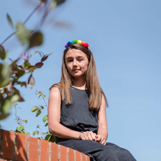 PomPom Galore – wholesale Fashion Headband - Kids – Rainbow Pom Pom Headhband5