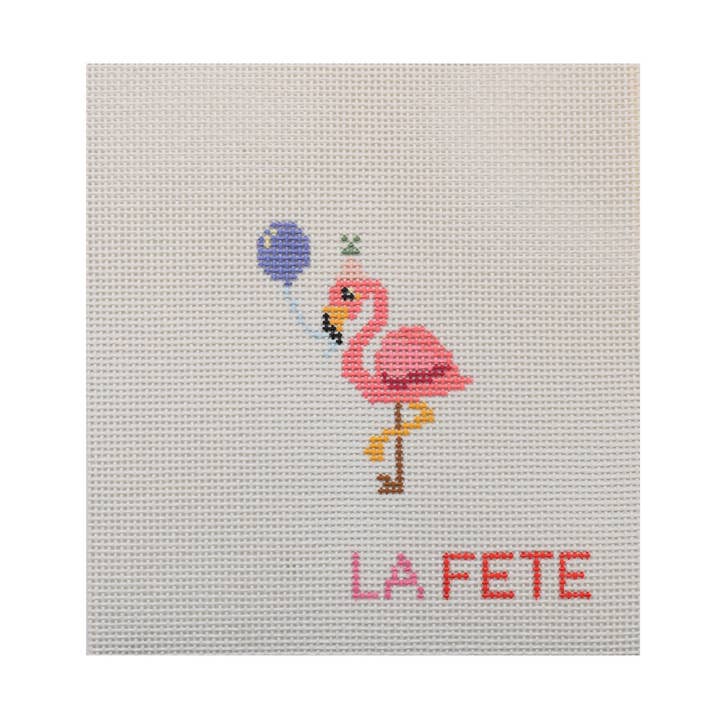 Party Animals - Flamingo Hand Painted Needlepoint Canvas for wholesale by La Fete Needlepoint