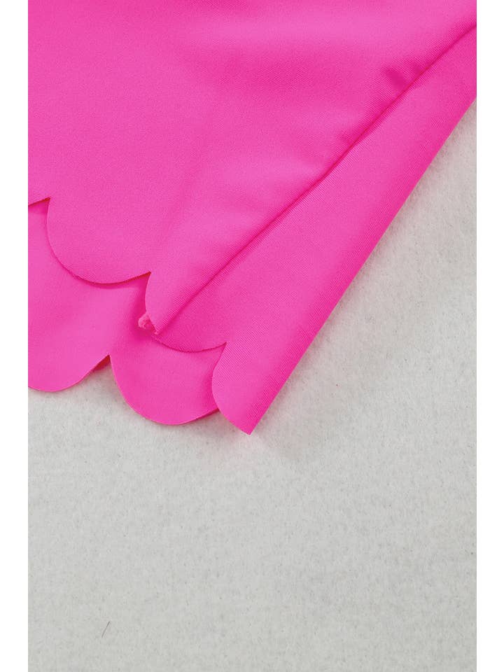 EG fashion - Wholesale Two Piece Swimsuit - Women's - Pink Scalloped Sleeveless High Waisted Two Piece Swimsuit39