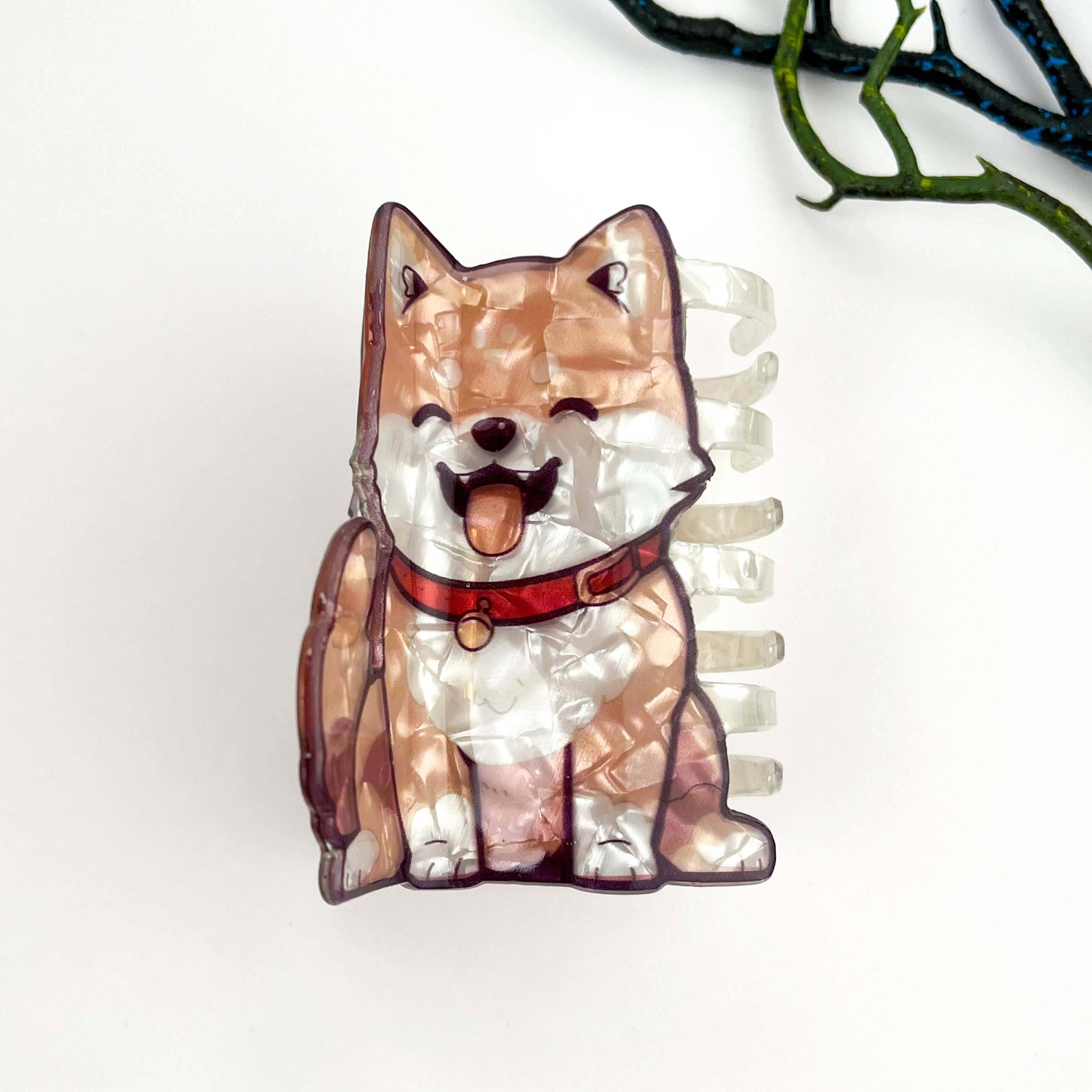 mildstyles – wholesale Hårklämma - Dam – Smile Dog Print Akryl Hårkloklämma2