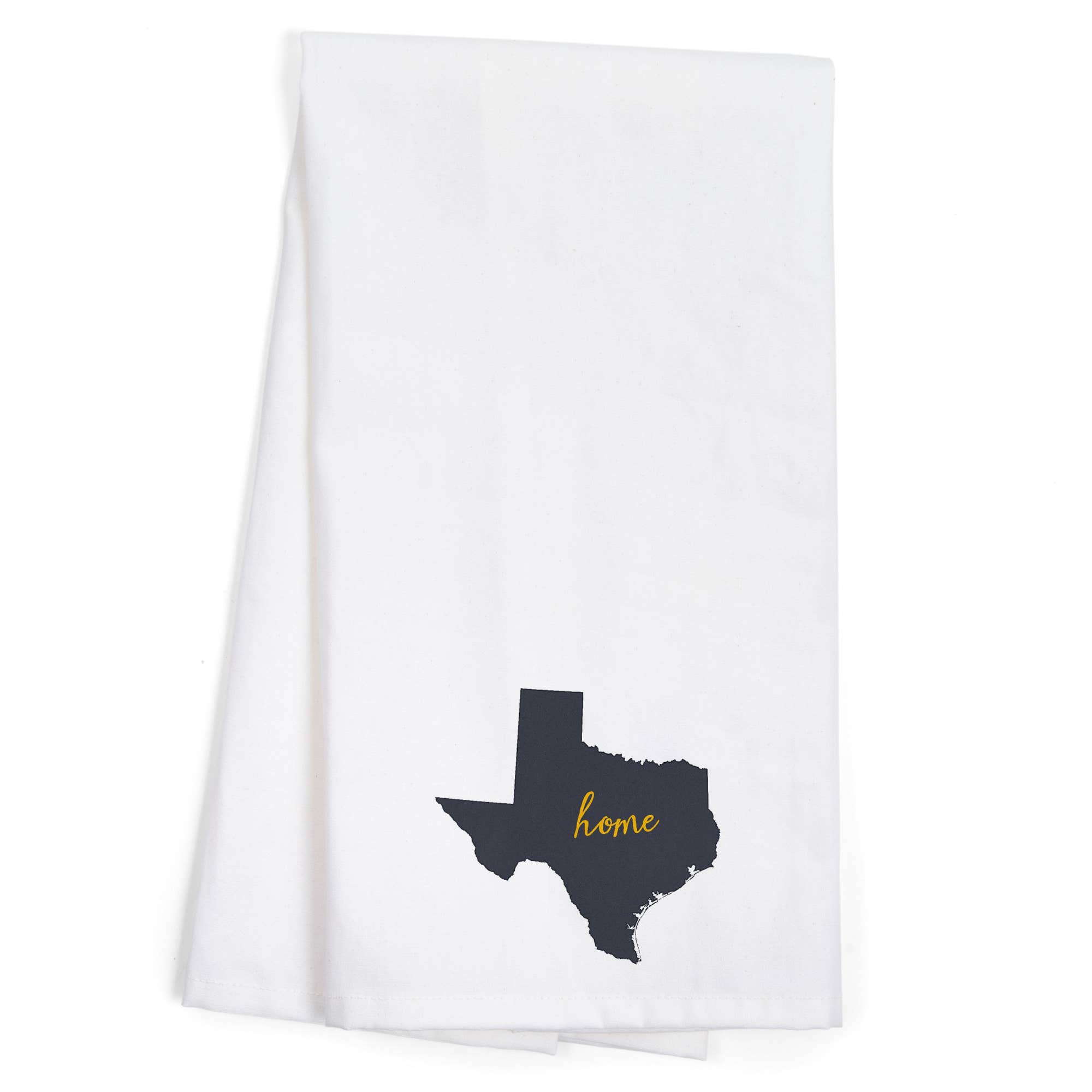 Lantern Press - Wholesale Tea Towel - ORGANIC TEA TOWEL Texas, Home State, Gray on White0