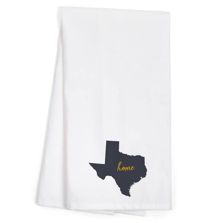 Lantern Press - Wholesale Tea Towel - ORGANIC TEA TOWEL Texas, Home State, Gray on White