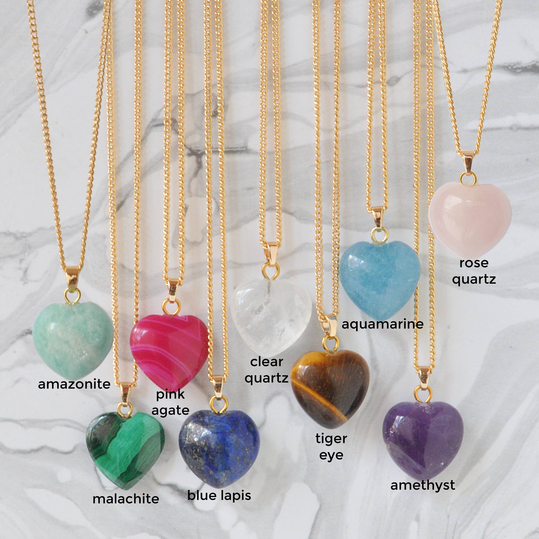 Libby & Smee - Wholesale Pendant/Charm Necklace - Crystal Gemstone Heart Necklace on Gold Chain3